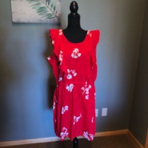 City Streets Red Floral Dress Size XXL